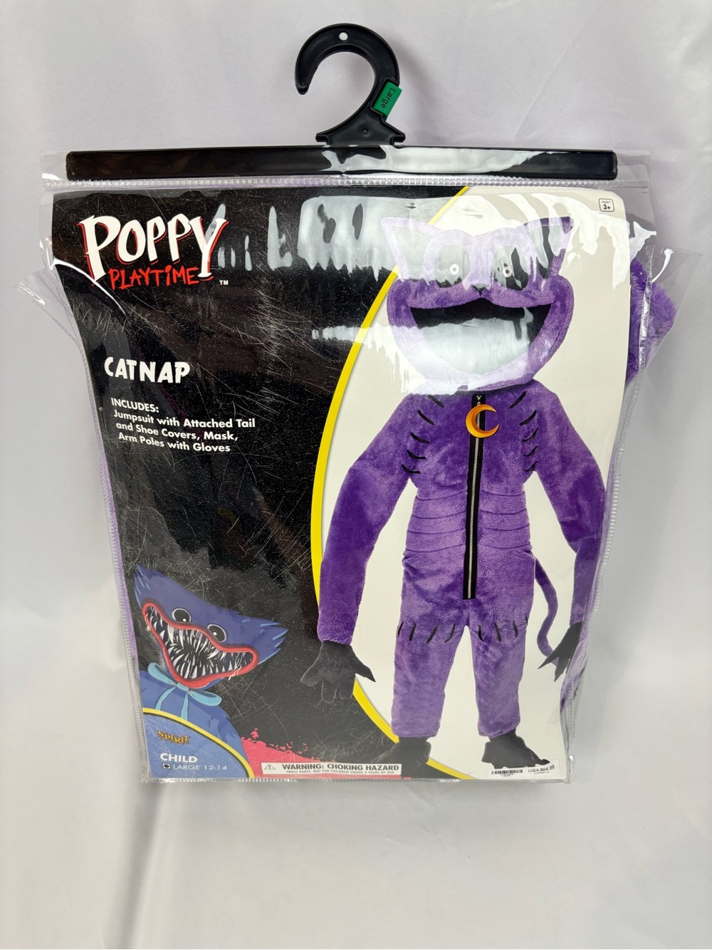 Spirit Halloween Poppy Playtime Child Large 12-14 Purple Catnap Costume Fur Mask